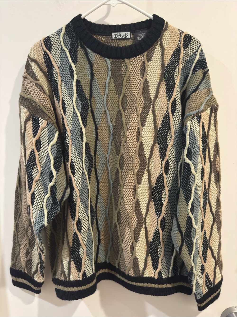 Vintage 90s Coogi Style 3D Knit Sweater Size Large